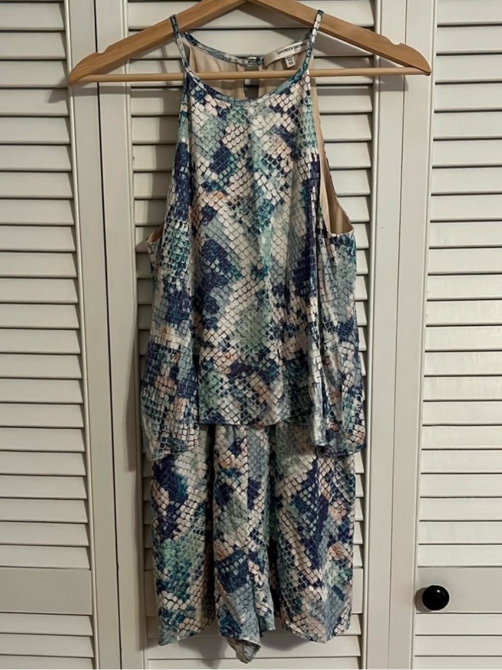 Lavender Brown Blue Teal Snake-Print Romper XS